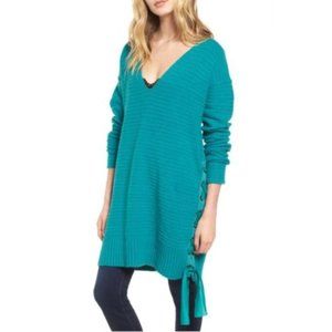 Free People Heart It Laces Green Pullover Sweater
